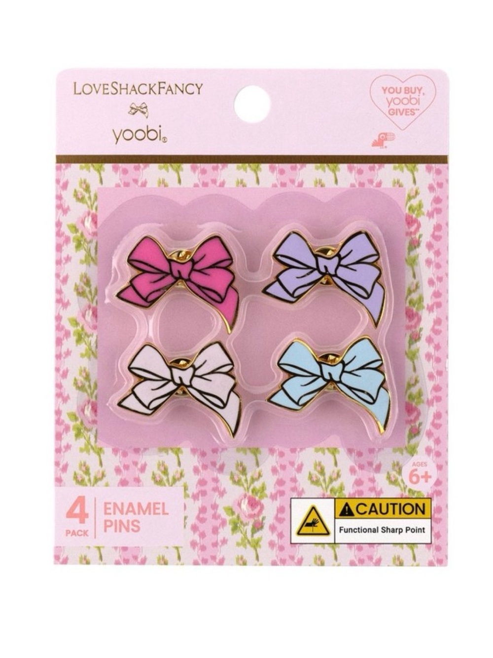 LoveShackFancy x Target - Yoobi 4 Pack Enamel Pins for bags, backpacks NWT